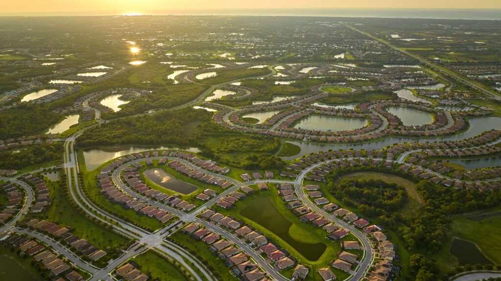 Arial shot of a Florida suburb
